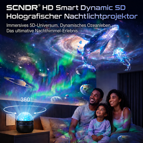 Offizieller Shop | 🎁🎁 SCNDR® 360° Smarter holografischer Sternenhimmel‑Projektor (HD Smart Dynamic 5D)